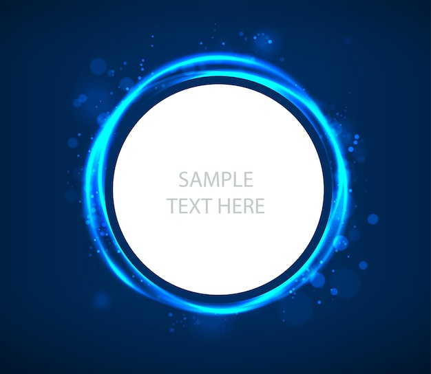 Abstract gold round white and glowing blue background  frame with copy space for text.