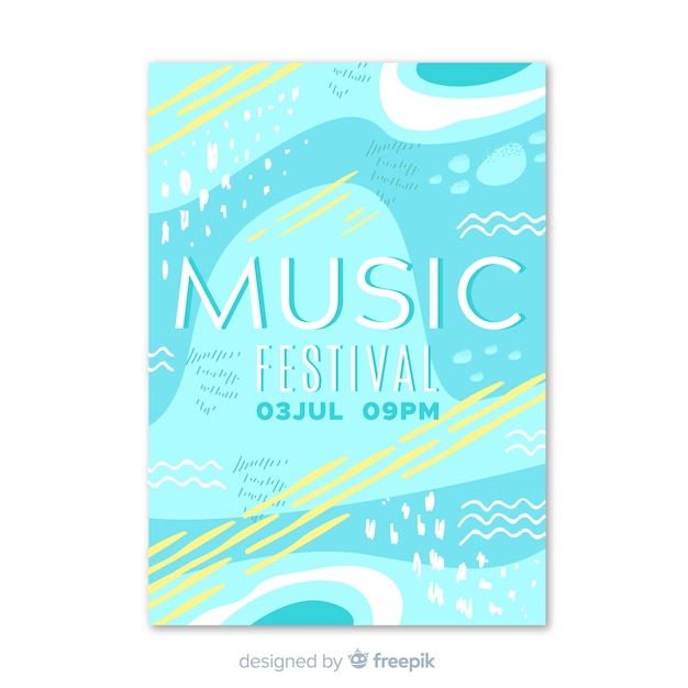 Free vector abstract hand drawn music festival poster