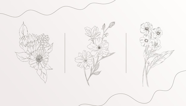 Free Vector abstract hand drawn organic floral design banner in pack