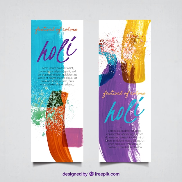 Abstract holi painting banners