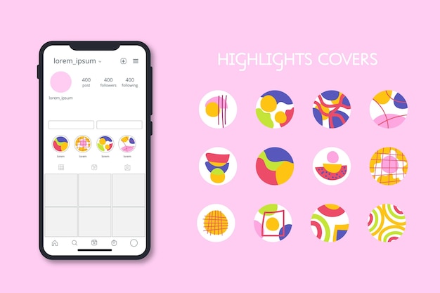 Free vector abstract instagram highlights collection
