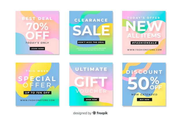 Free Vector abstract instagram sale post collection