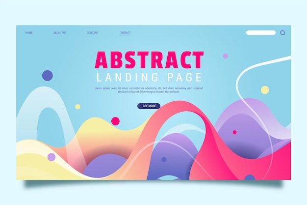 Free Vector abstract landing page template with dynamic shapes