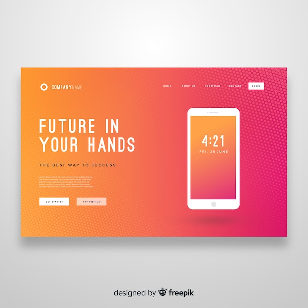 Free vector abstract landing page with smartphone