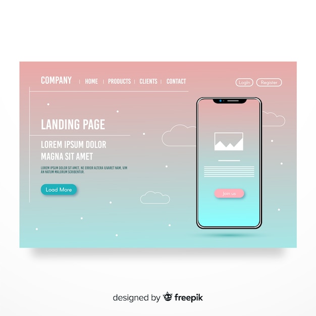 Free vector abstract landing page with smartphone