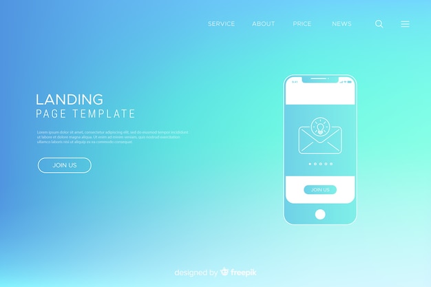 Abstract landing page with smartphone