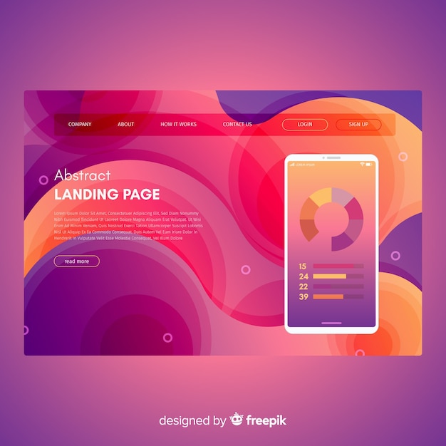 Free vector abstract landing page with smartphone