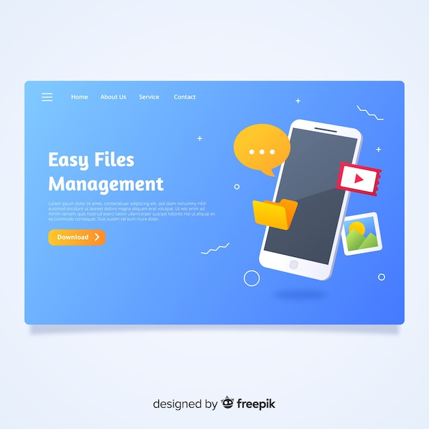 Free Vector abstract landing page with technology devices