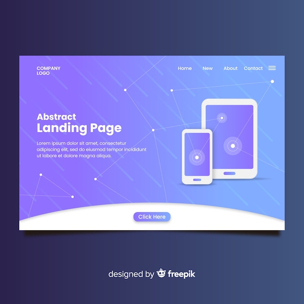 Free vector abstract landing pages with technology devices