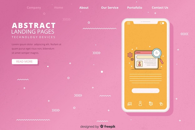 Abstract landing pages with technology devices
