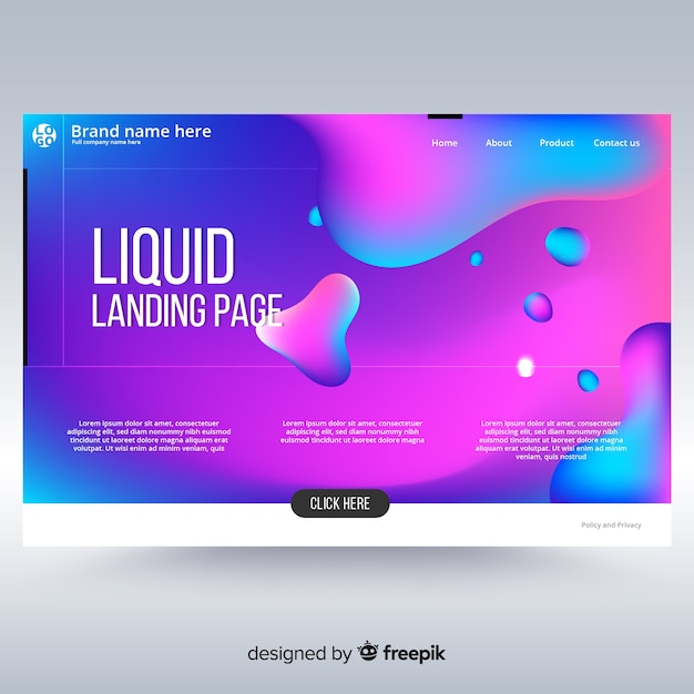 Free Vector abstract liquid landing page template