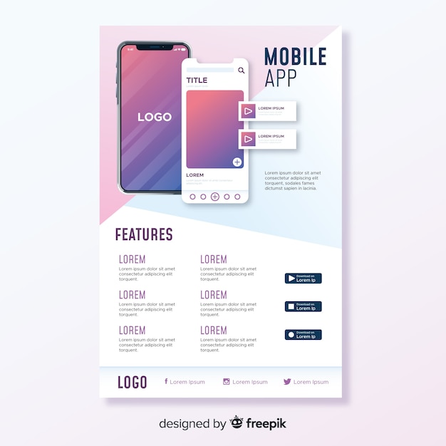 Free vector abstract mobile app flyer