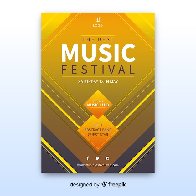 Free vector abstract music festival poster template