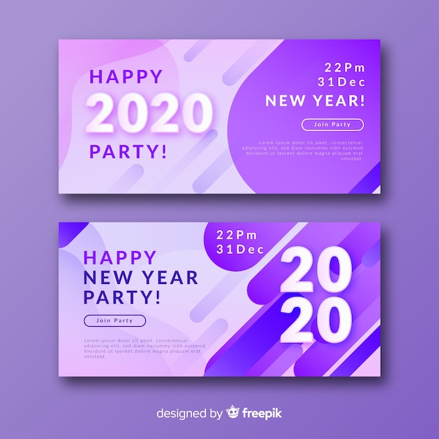 Free vector abstract new year 2020 party banners