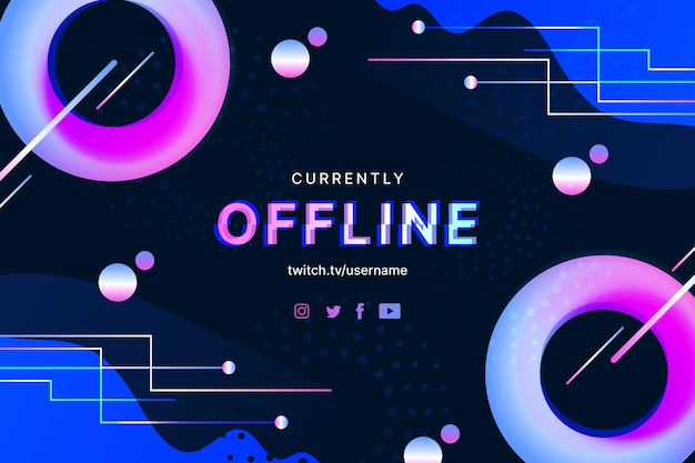 Free Vector abstract offline twitch banner in memphis style