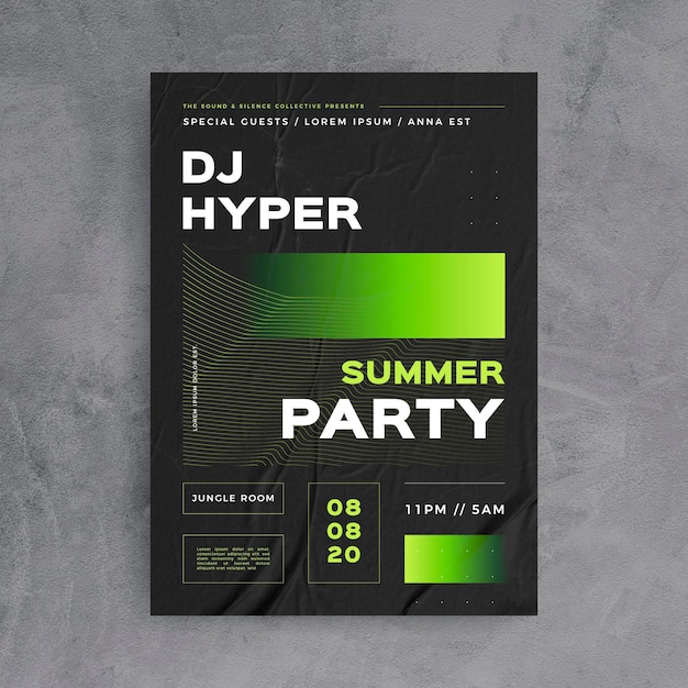 Free Vector abstract party with dj poster template