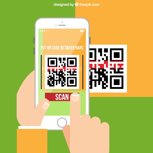 QR 코드를 스캔하는 추상 전화