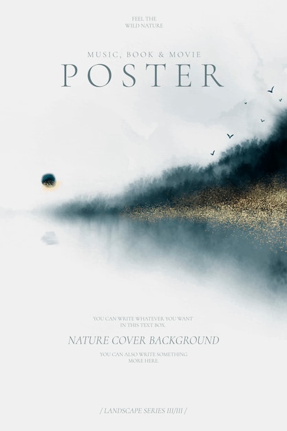 Free vector abstract poster with beautiful watercolor landscape