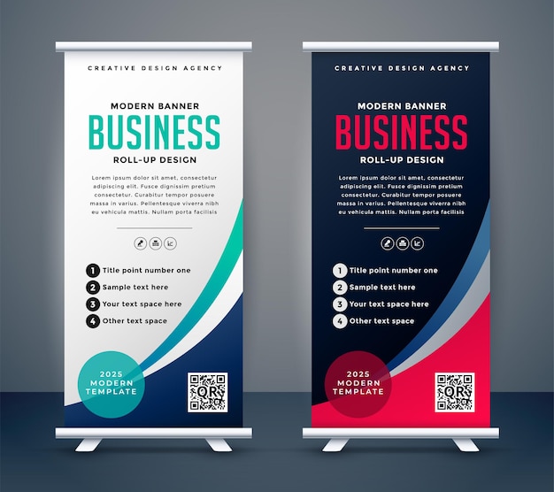 Free Vector abstract roll up display standee banner in dark and light shade