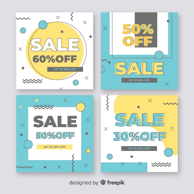 Free vector abstract sale instagram post collection