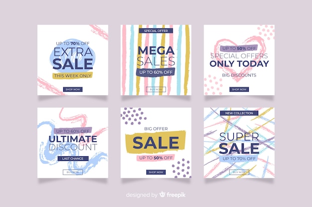 Free Vector abstract sale instagram post collection