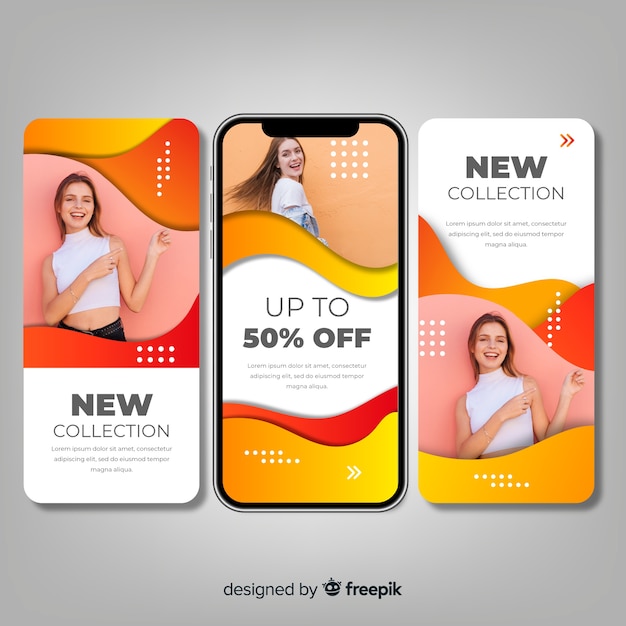 Free Vector abstract sale instagram stories with photo