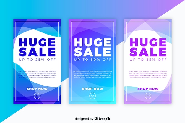 Free Vector abstract sale instagram story collection