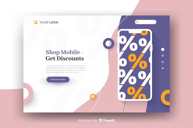 Abstract sales landing page with smartphone