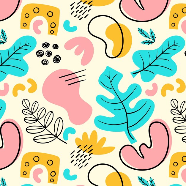 Abstract shapes hand drawn pattern