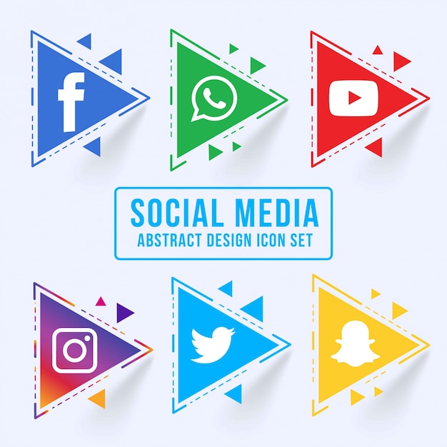 Abstract triangular social media icon set