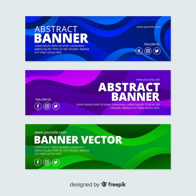 Abstract waves banner set