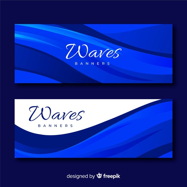 Abstract wavy shape banner set