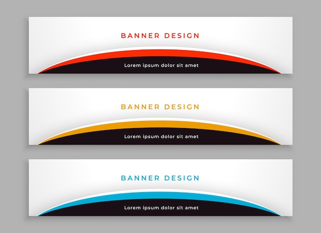 Free vector abstract wide web business slider template in collection of three