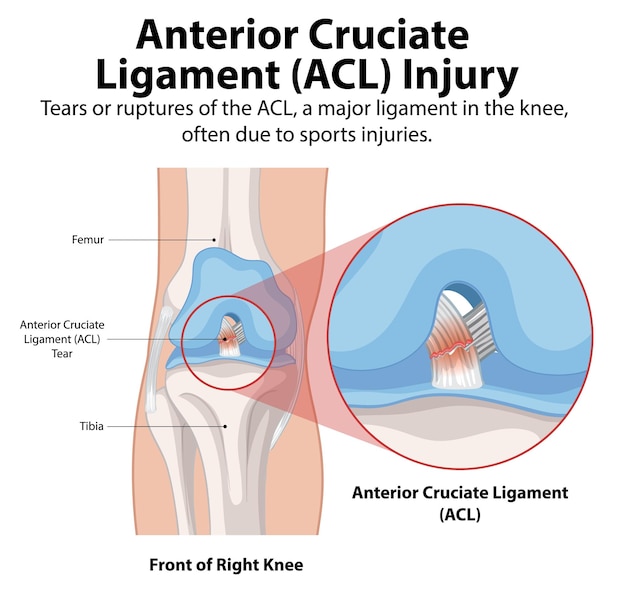 Free Vector acl injury and knee anatomy