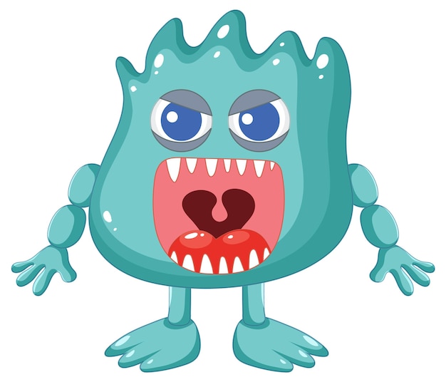 Free vector adorable blue alien monster cartoon character