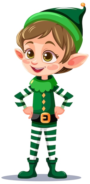 Free vector adorable christmas elf cartoon character