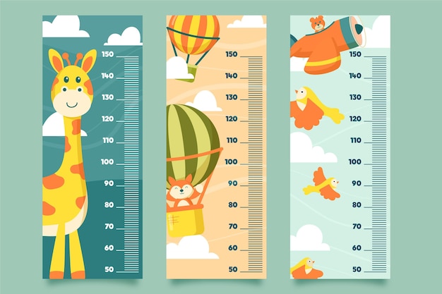 Free Vector adorable height meter collection