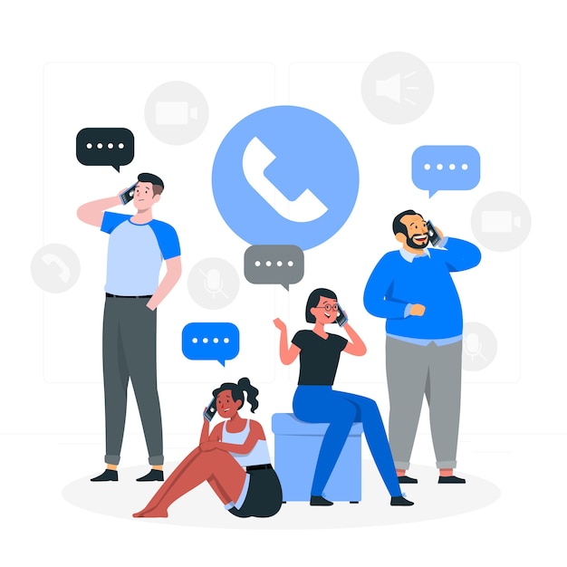 Free vector adult talking cell phone concept illustration