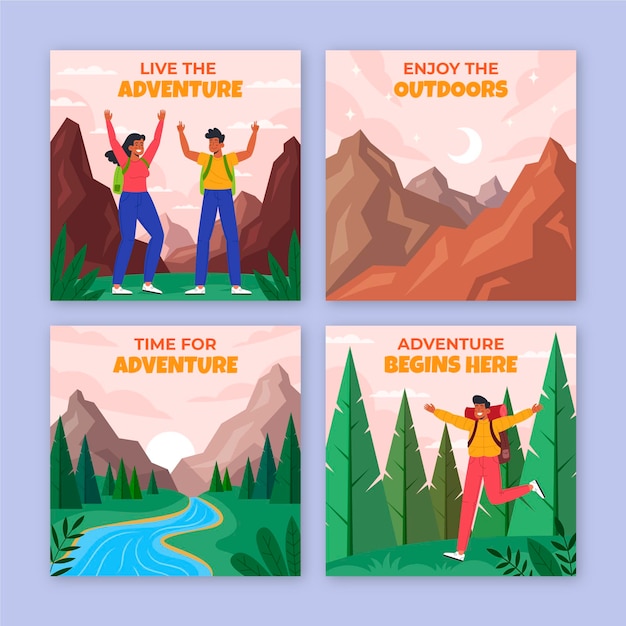 Free Vector adventure instagram posts collection