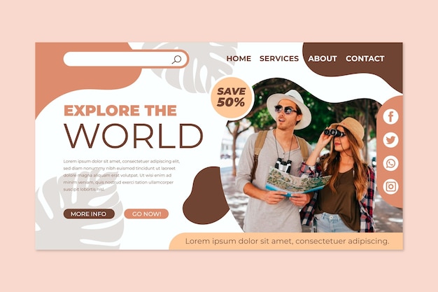 Adventure landing page template with photo