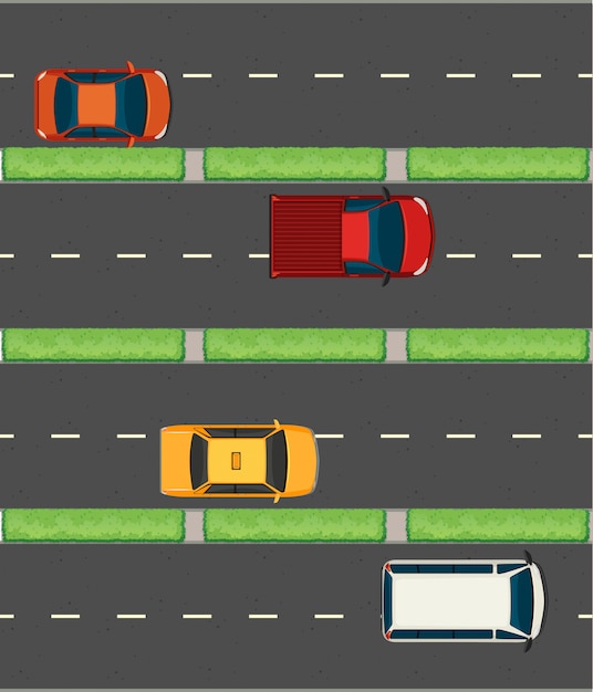 Aerial view of cars on the roads