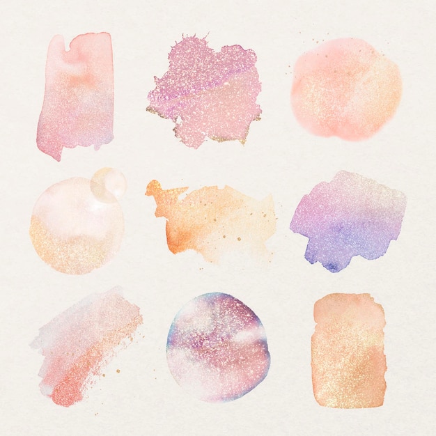 Free Vector aesthetic watercolor graphic stickers, pink vector design