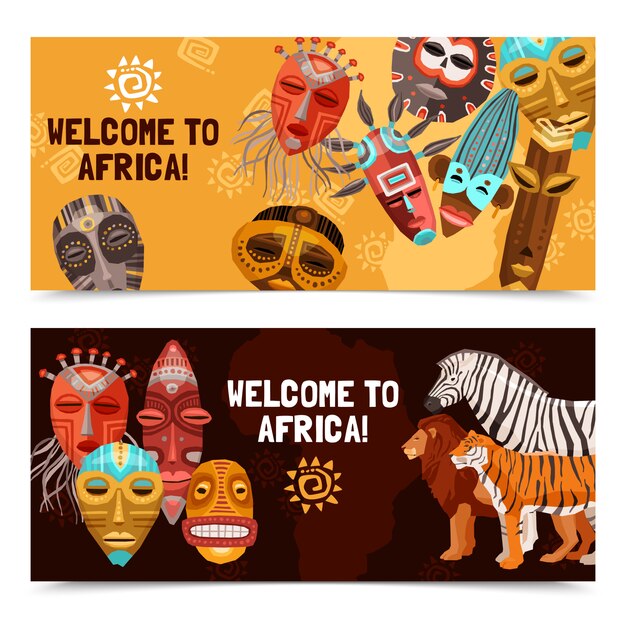 African Ethnic Tribal Masks Banners