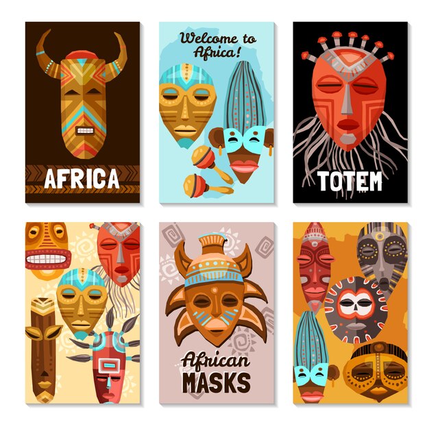 African Ethnic Tribal Masks Cards