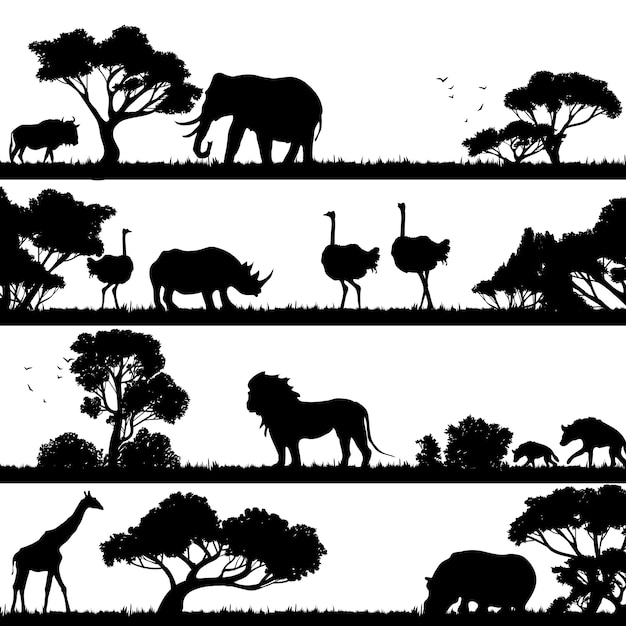 Free vector african landscape silhouette