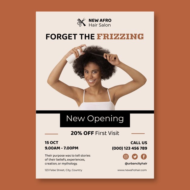 Afro hair salon poster template