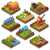Free vector agricultural compositions isometric set