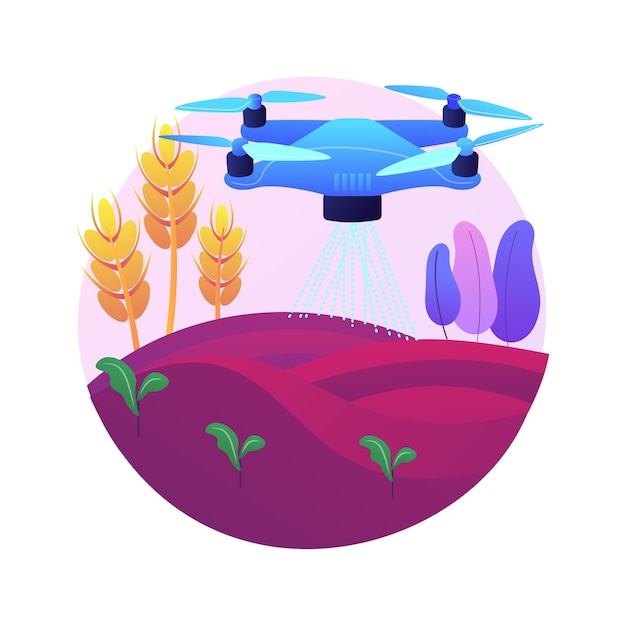 Free Vector agriculture drone use abstract concept  illustration. agriculture precision farming, first responder, analysis, crops spraying, drone surveillance, irrigation monitoring .