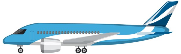 Airplane in cartoon style on white background