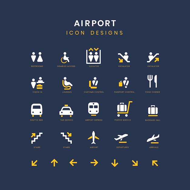 Free Vector airport service signs vector set